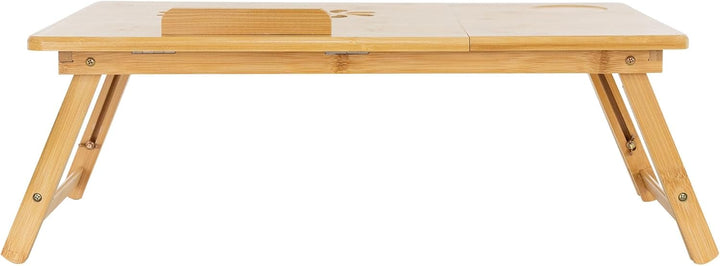 ML-Design Laptoptisch aus Bambus fürs Bett/Sofa, höhenverstellbar & klappbar, 4 Neigungswinkel, für
