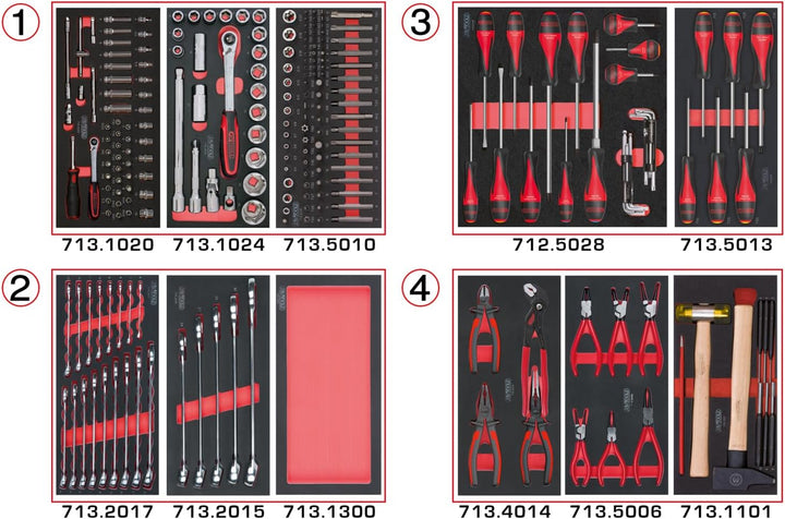KS Tools 714.0241 Material-241 Werkzeug 4 Schubladen für Werkstattwagen