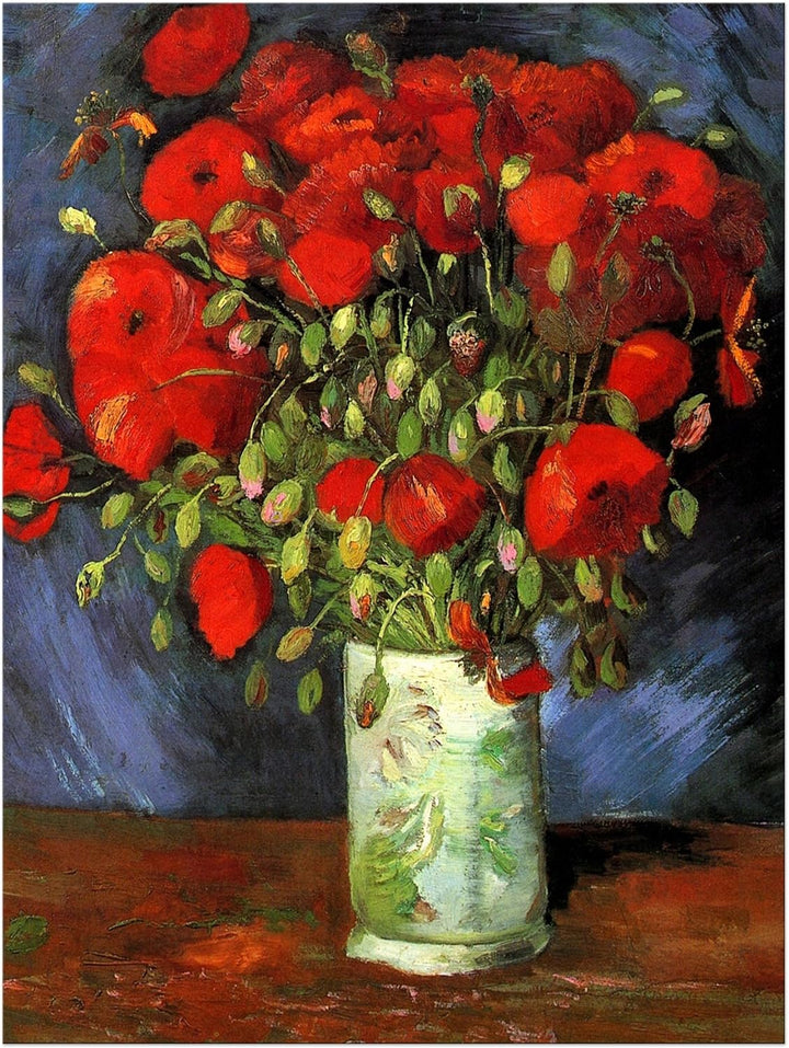 Bilderdepot24 Bild auf Leinwand | Vincent van Gogh Vase mit roten Mohnblumen in 50x60 cm als Wandbil