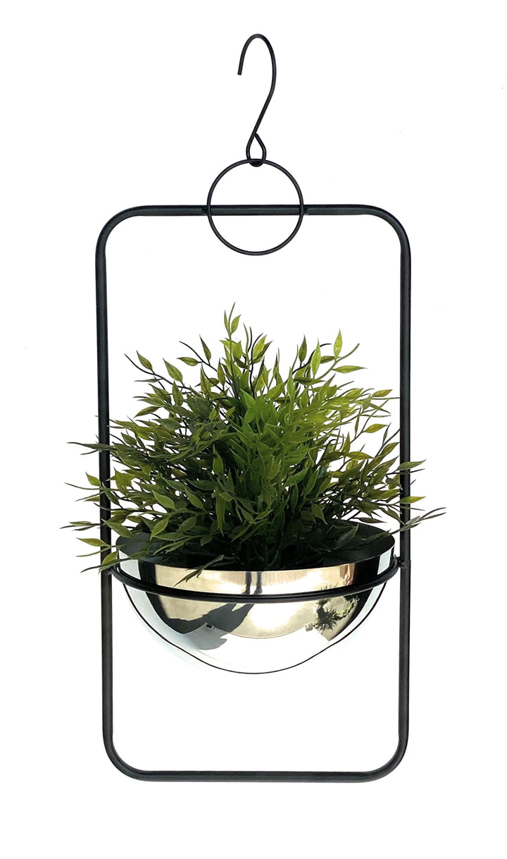 DanDiBo Blumenampel Innen Metall Wand Hängepflanzen 54 cm 96083 M mit Topf Silber Pflanzenhänger Blu
