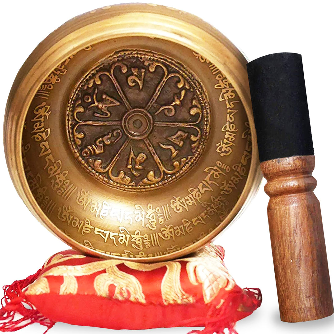 VIBRATIS Tibetische Klangschale – Handgefertigt in Nepal – Inkl. Kissen &amp; Holzschlegel – Ideal für M