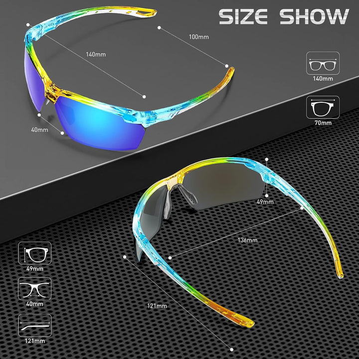 KAPVOE Fahrradbrille Polarisiert Sonnenbrille Sportbrille MTB Brille Radbrille Herren Damen Rennrad