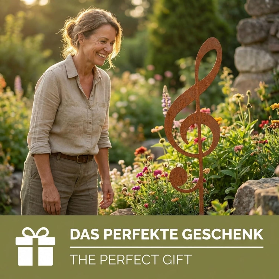 MM Steel Styles Edelrost Notenschlüssel Beetstecker-einfach einsteckbare Rostdeko aus hochwertigem C