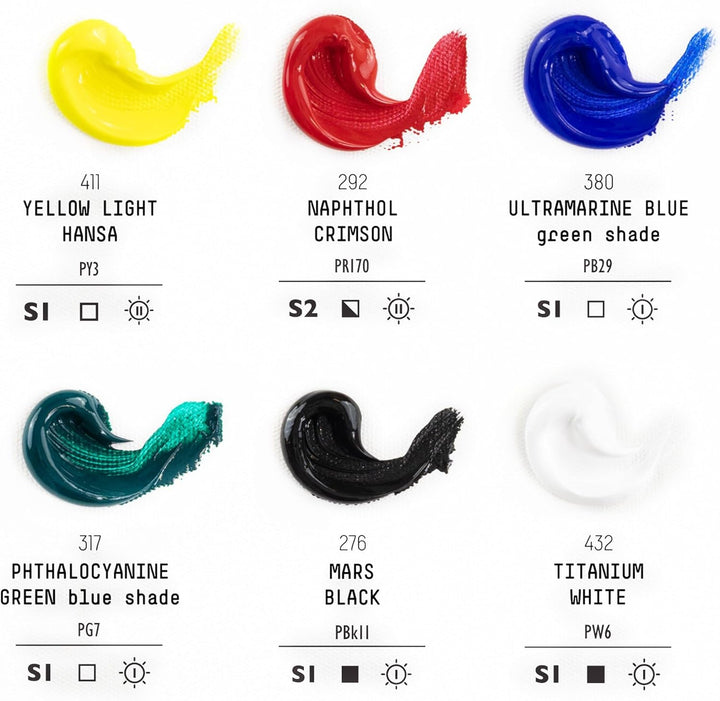 Liquitex 3699311 Acrylfarbe Heavy Body, 6 Acrylfarben in Künstlerqualität, Classic Set, 59 ml (6er P