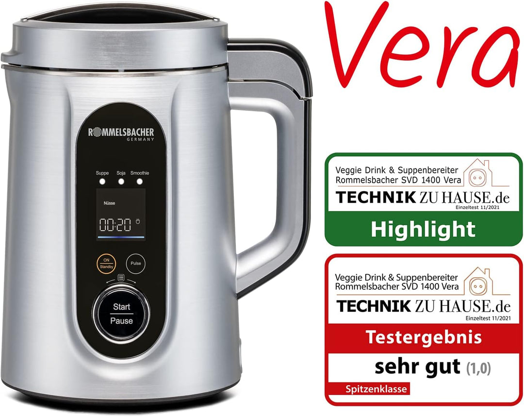 ROMMELSBACHER Veggie Drink & Suppen Bereiter SVD 1400 - Kochen, zerkleinern, pürieren, 9 Programme,