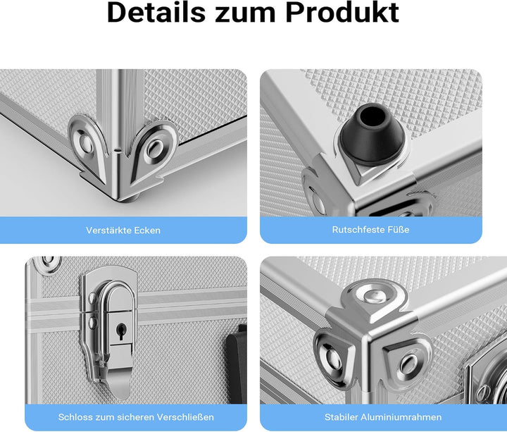 Wiltec Alu Universalkoffer 46x33x15,2 cm, Alubox abschliessbar für Aufbewahrung und Transport von We