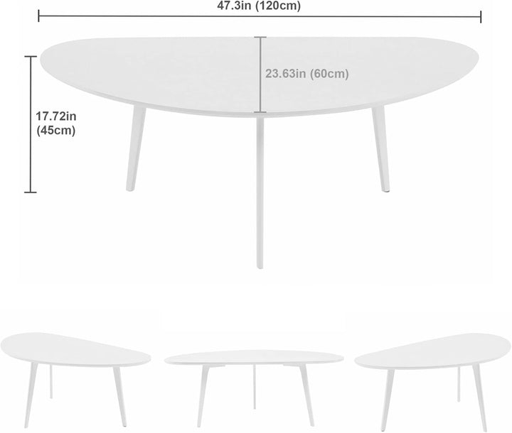 PHOENANCEE Couchtisch Oval, Kleiner Tisch Wohnzimmer, Tischbeine aus massivem Eichenholz, Mitteltisc