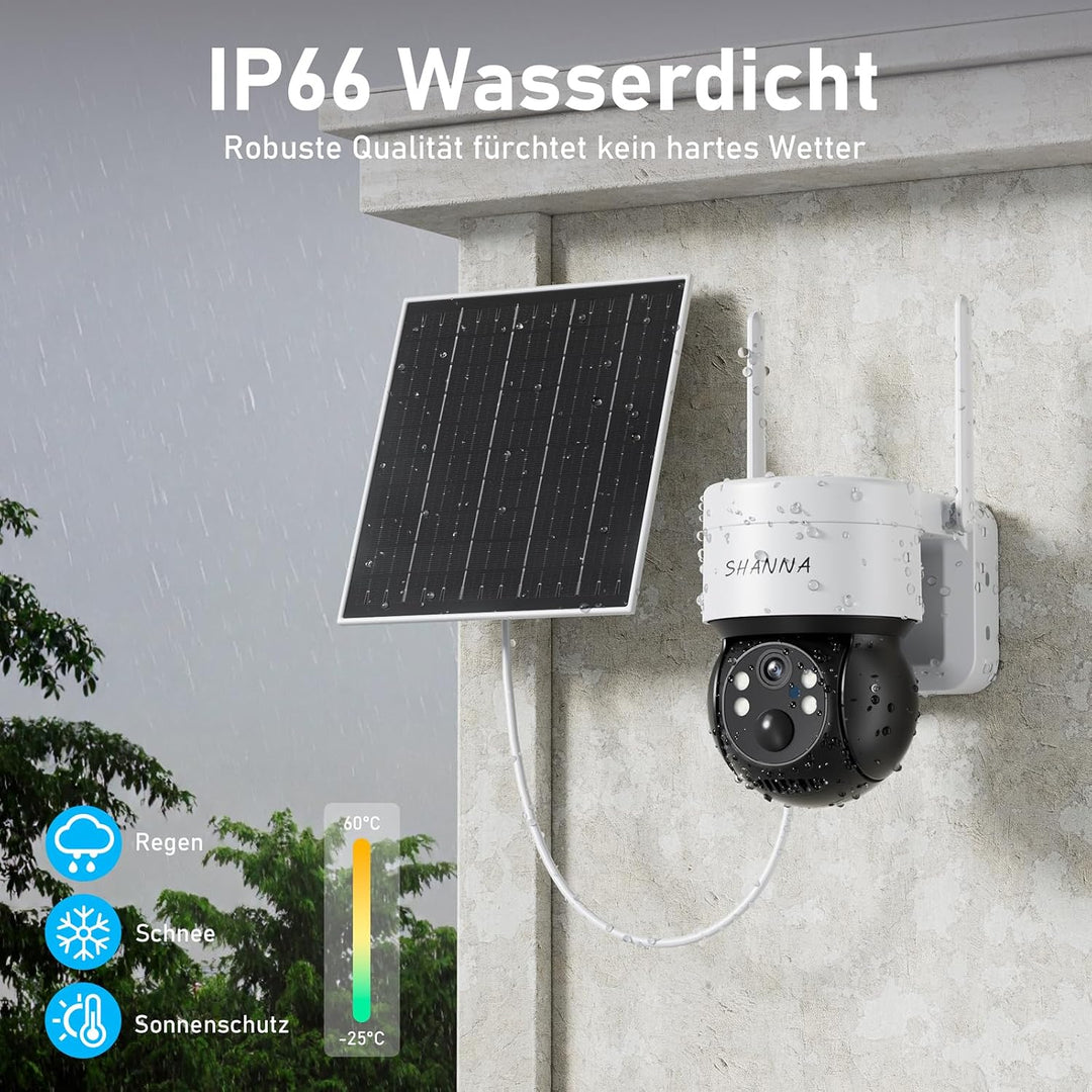 [5GHz &amp; 2,4GHz] Überwachungskamera Aussen Solar, 7800mAh Akku und 6W Solarpanel, 2K PTZ 360° Solar K