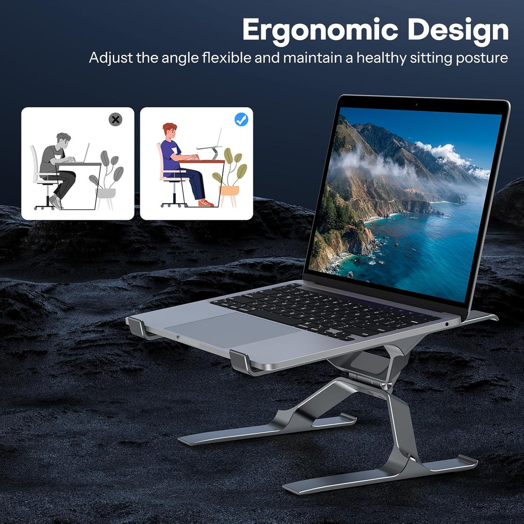 OMOTON Aluminium Laptop Ständer, Verstellbar Laptop Halterung mit Belüftung, Ergonomischer Laptopsta