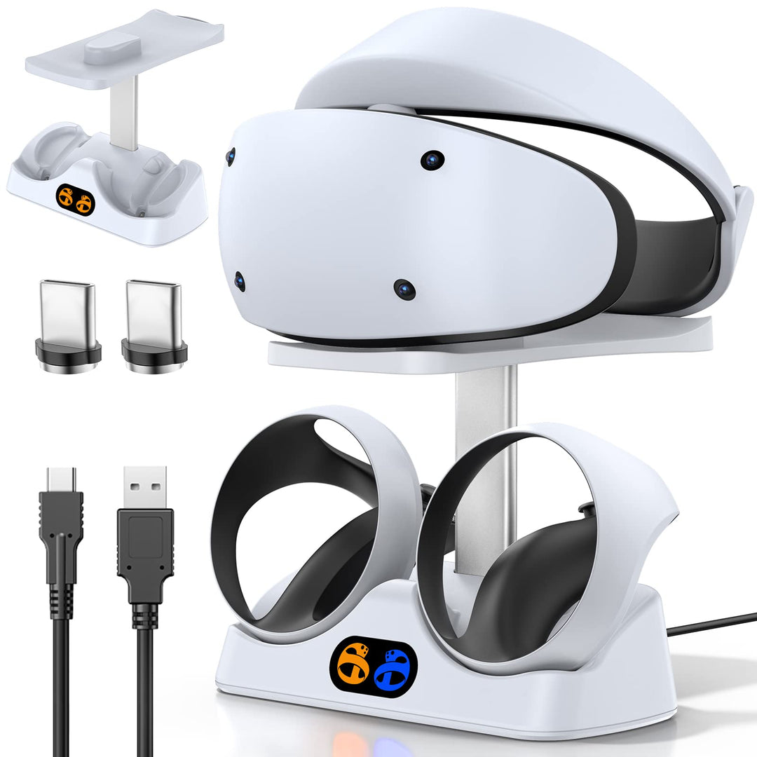 Ladestation für PS VR2 Controller, PSVR 2 Ladestation mit Headset Ständer, Schnelles Ladegerät für P
