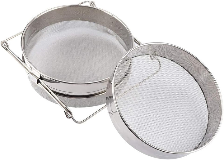 Headerbs Edelstahl-Doppelsieb-Honigsieb, Doppel-Bienensieb-Honigschutt-Maschen-Fliter, Bienenzuchtau