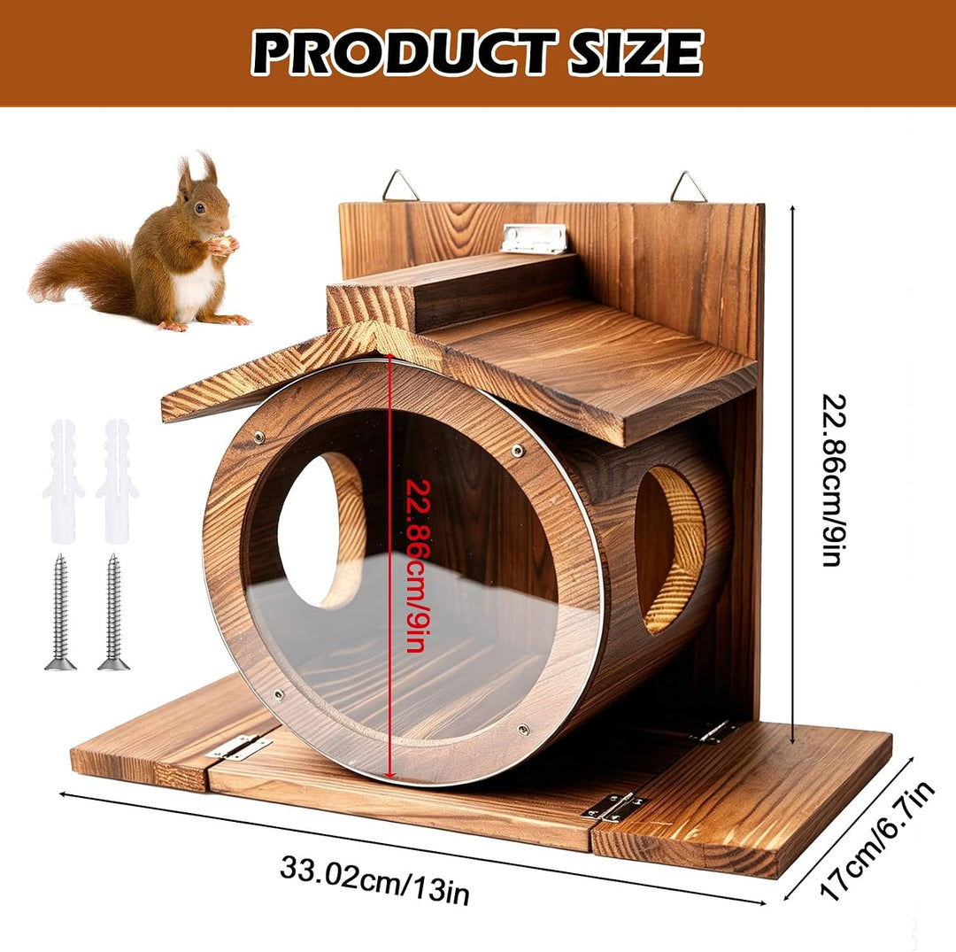 Eichhörnchen Futterhaus aus Holz, Eichhörnchen Futterstation mit Zwei seitlichen Futteröffnungen – V