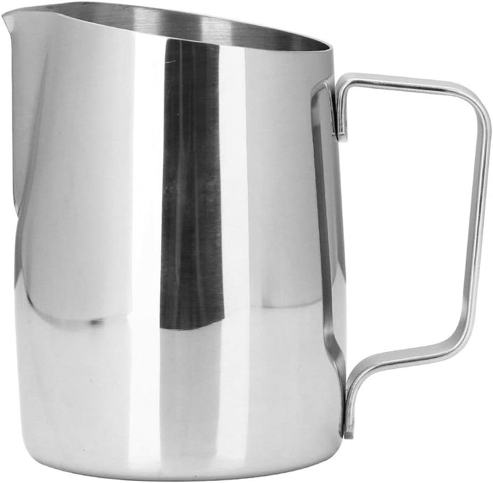 Dianoo Espresso-Milchaufschäumer, Milchkännchen, Edelstahl, für Kaffee-Latte-Kunst, 420 ml silber, S