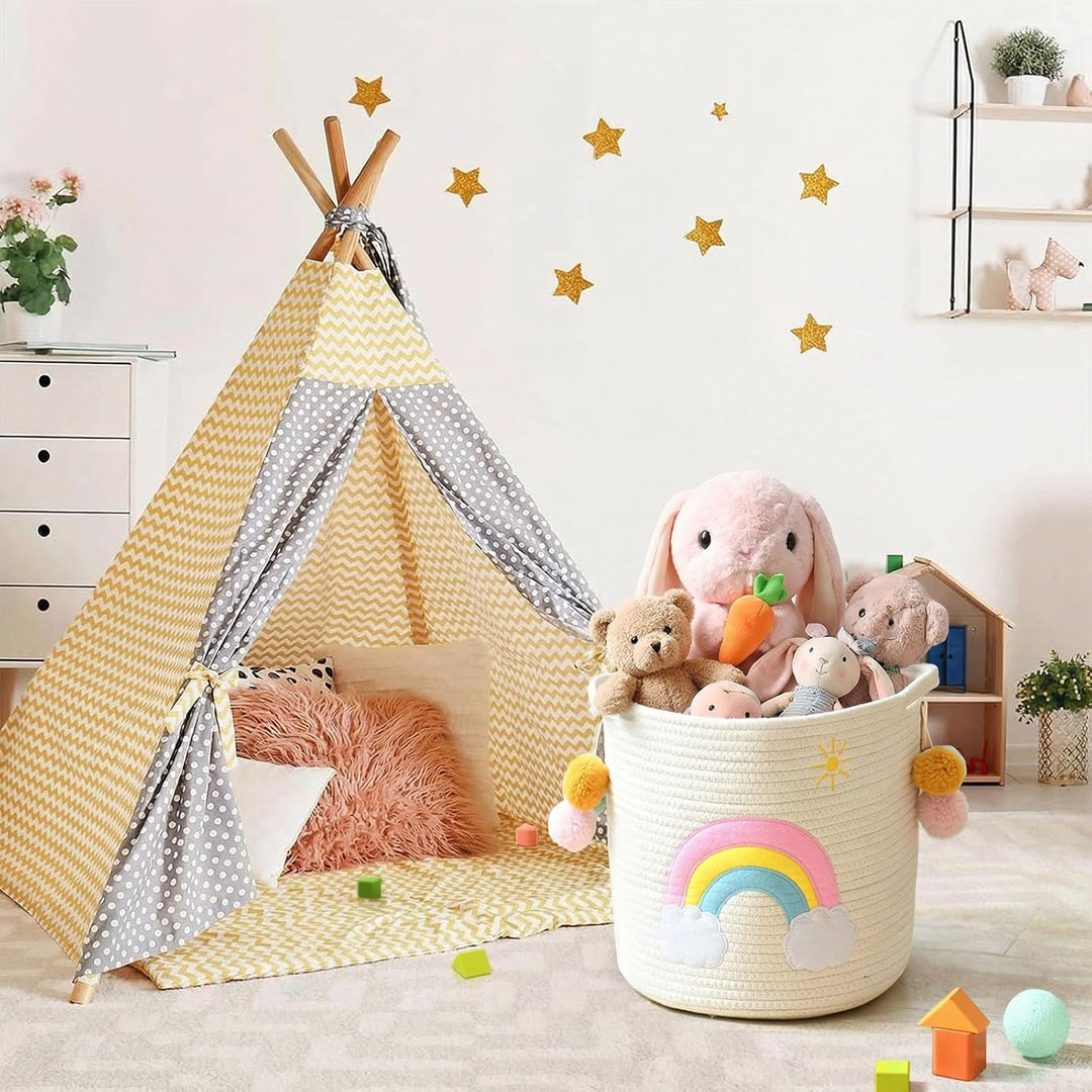 Aufbewahrungskorb Kinderzimmer Wickeltisch Organizer für Babys Kinder Spielzeug Korb, Regenbogenmust