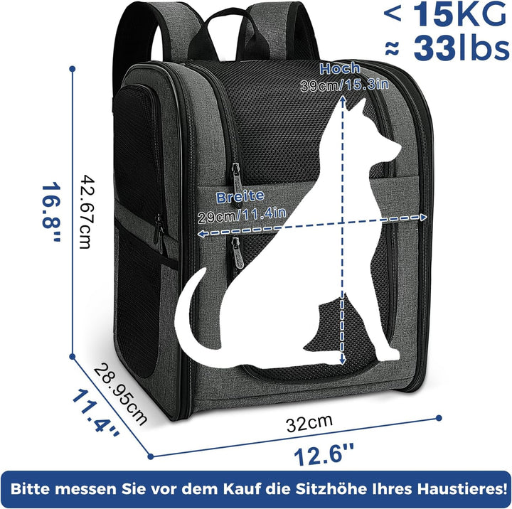 apollo walker Haustier Rucksäcke Haustier Tragetasche für 2-12kg Hunde und Katzen weich, faltbar Gra