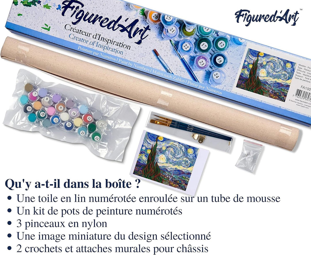 Figured'Art Malen Nach Zahlen Erwachsene Van Gogh Sternennacht - Paint by Numbers Basteln DIY Bastel