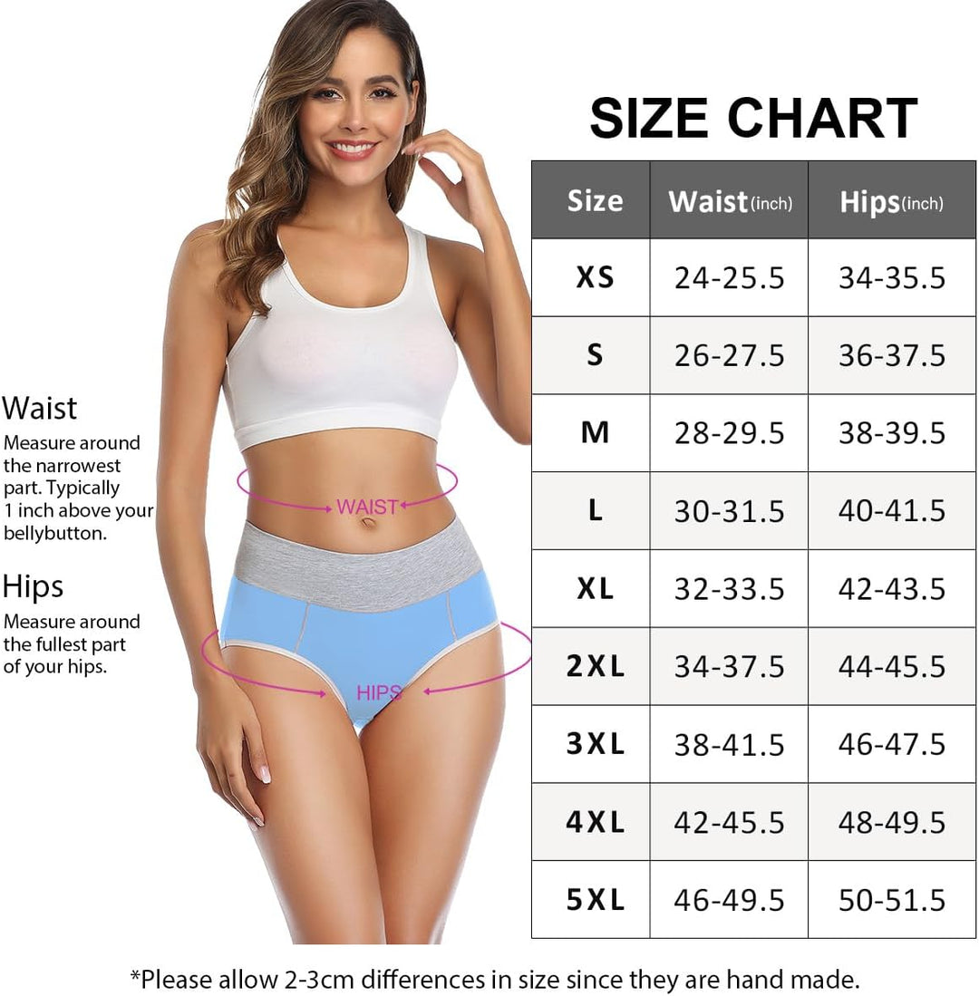 wirarpa Unterhosen Damen Baumwolle Unterwäsche Frauen Taillenslip Hohe Taille Slip 5er Pack XL Mehrf