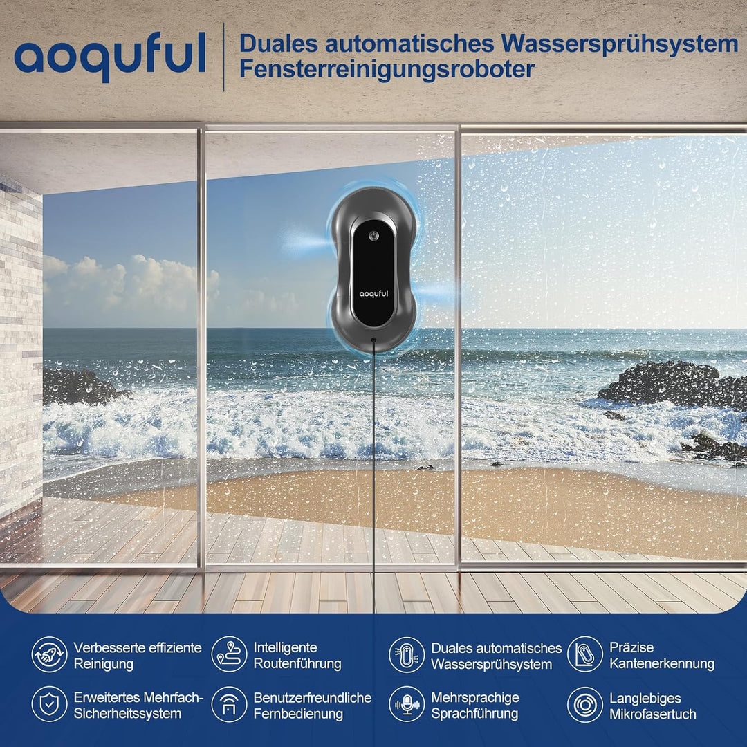 Fensterputzroboter mit KI-Navigation, Sprühfunktion und App-Steuerung | Elektrischer Fensterreiniger