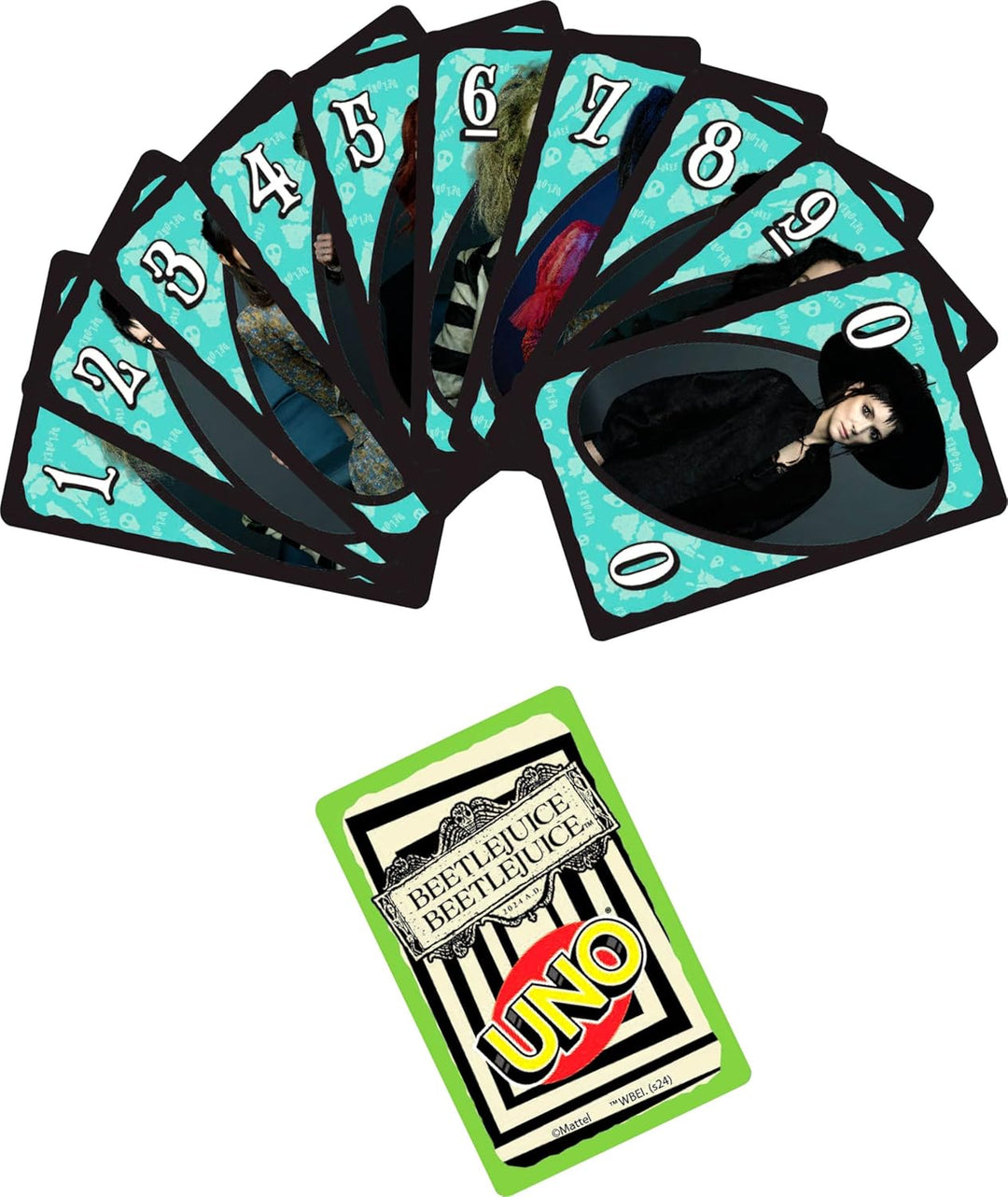 Mattel Games UNO Beetlejuice Beetlejuice Kartenspiel für Kinder, Erwachsene & Familie mit Deck & Son
