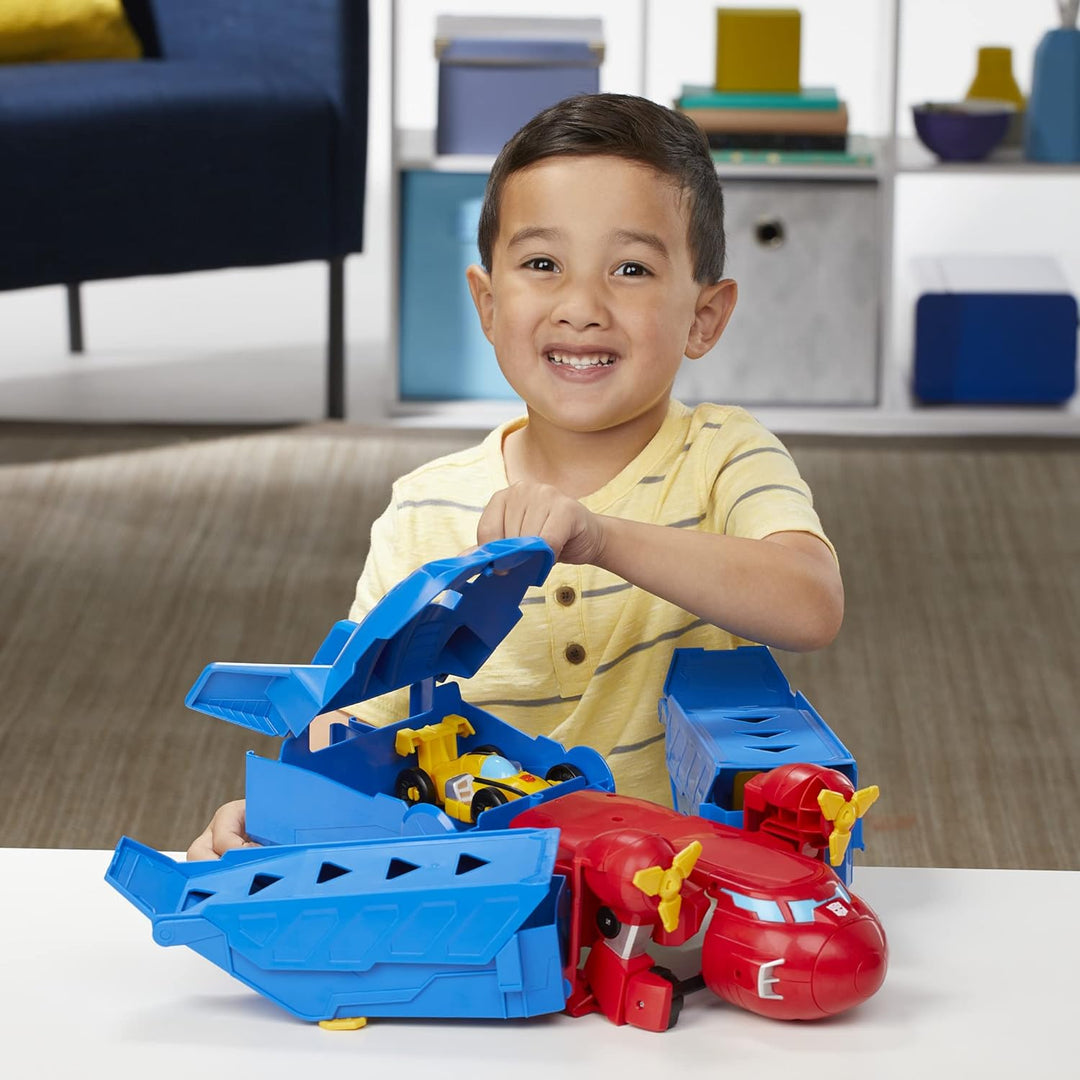 Transformers Spielzeuge Optimus Prime Jumbo Jet Flitzer Spielset mit 11 cm grosser Bumblebee Figur,