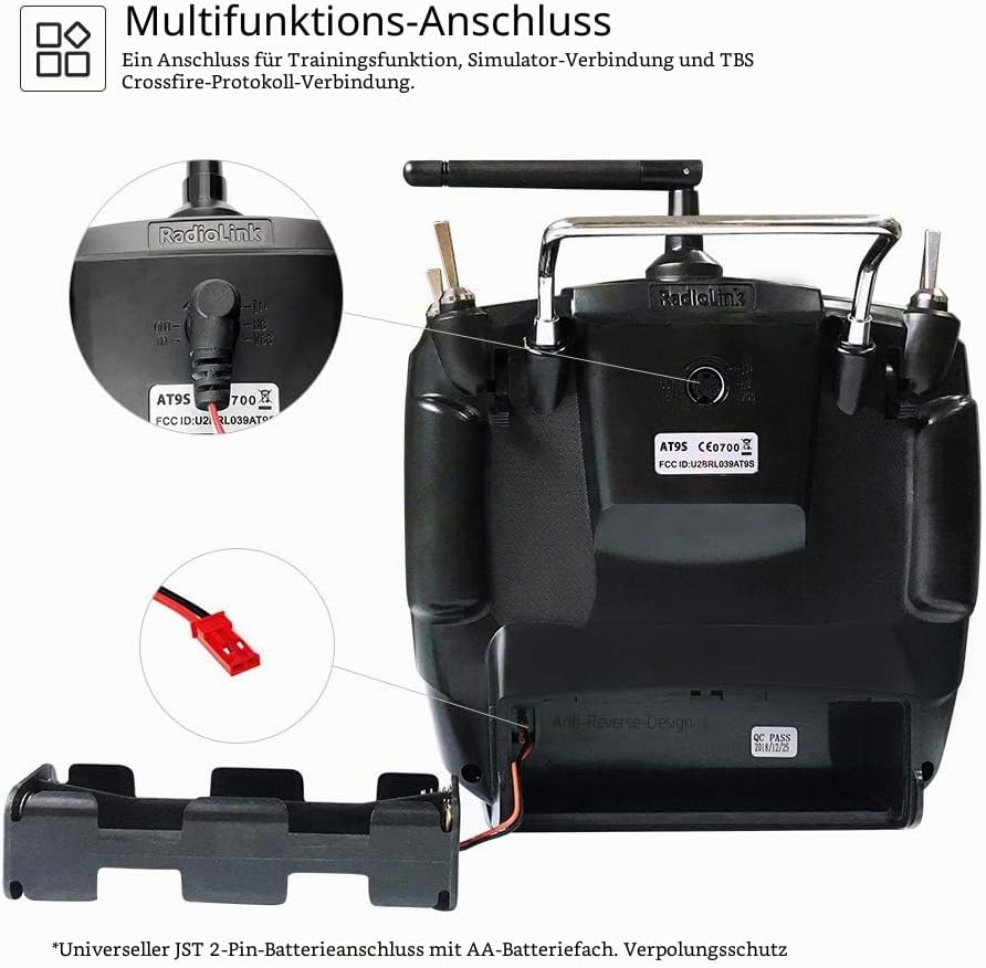 Radiolink AT9S Pro RC Fernsteuerung mit Empfänger, 10/12 Kanäle mit Empfänger-R9DS 2.4 GHz Fernbedie