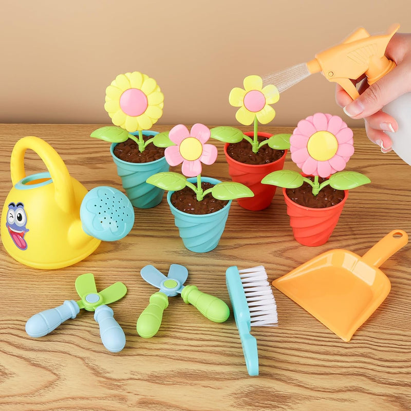 YAOZUP 24 Stück Kinder Gartengeräte Spielzeug mit Aufklebern, Gartenspielzeug Kinder, Sandspielzeug