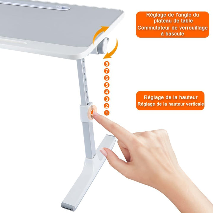 OHMG Laptop-Bett, höhenverstellbar und Winkel, faltbar, neigbar, mit Kühler/USB-Ports/Schublade, für