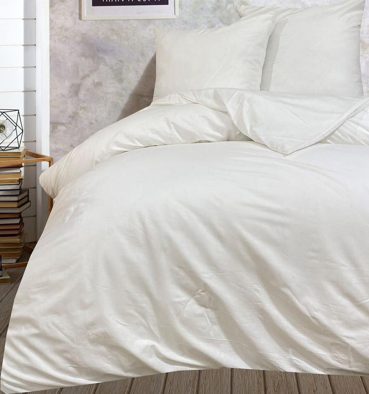 Visaggio Baumwolle Bettwäsche 220x240 cm Einfarbige Bettbezug Garnitur Schlafzimmer Set Weiss 240 x