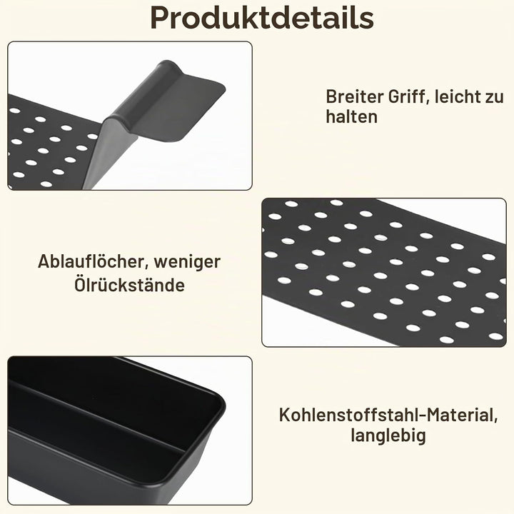 Karbonstahl Brotbackform, Hackbratenform mit Ablaufschale, Brotbackformen, Karbonstahl Brotformen, K