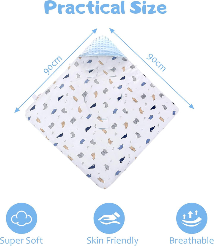 Baby Einschlagdecke 100% Baumwolle, Universal Einschlagdecke Babyschale 90 x 90cm, Herbst-Winter-Bab