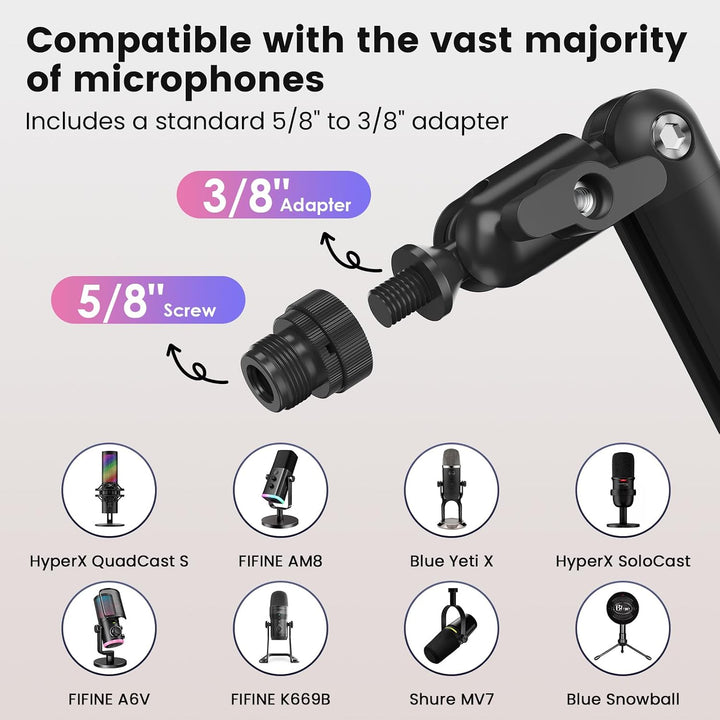 Mikrofon Arm, Microphone Boom Arm Auf/Ab voll verstellbar Mikrofonarm Ständer Halterung mit hoher Ko