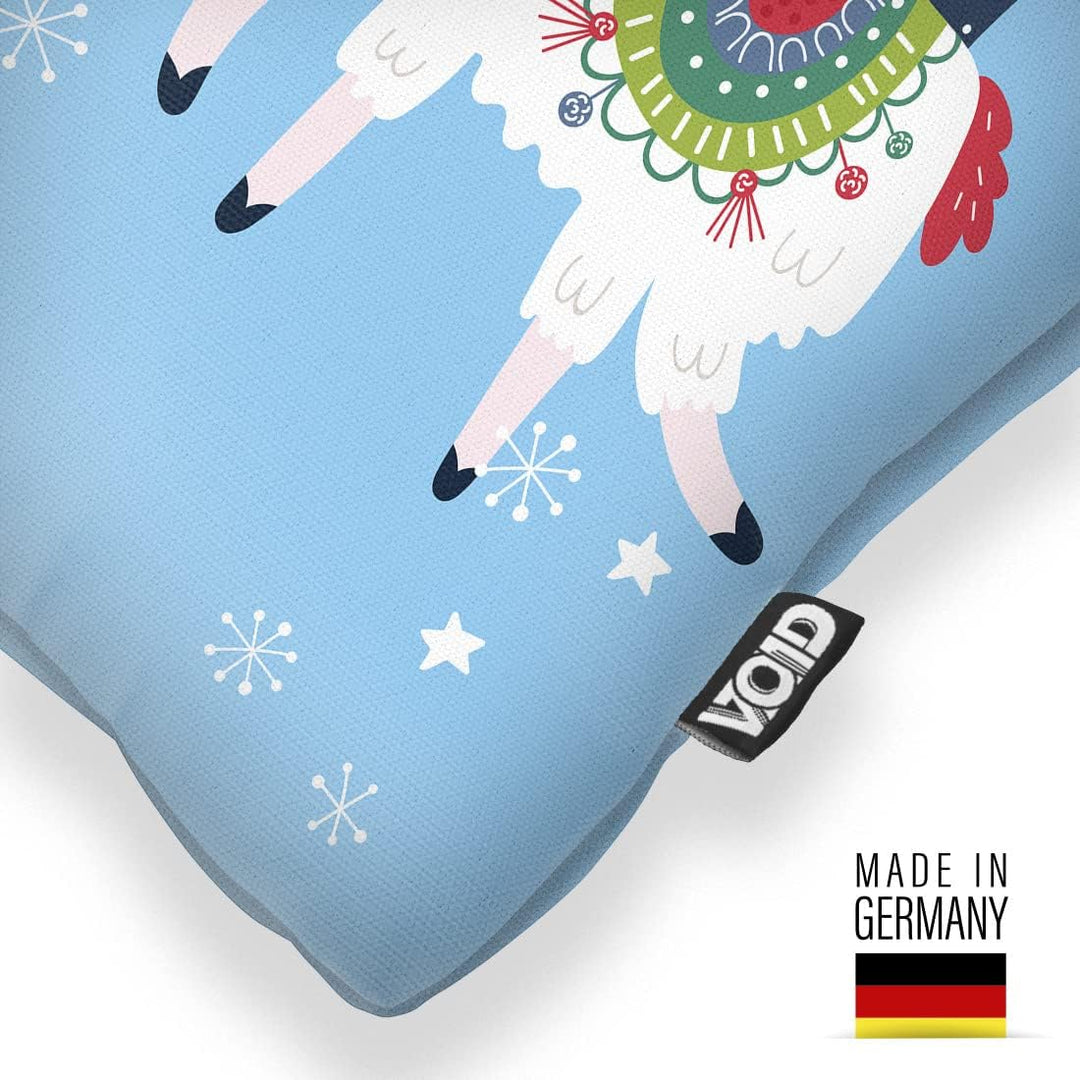 VOID Lamas Weihnachten blau Kissenbezug Kissenhülle Sofakissen Kissen Deko Weihnachten Winter Weihna