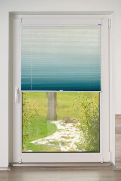 K-home Klemmfix-Plissee Farbverlauf, Polyester, Petrol, 35 x 130 cm 35 x 130 cm Petrol, 35 x 130 cm