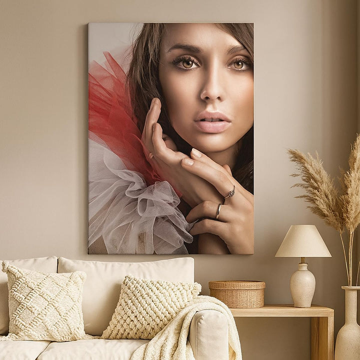 Bilder auf Leinwand 55x100cm Leinwandbild mit Rahmen Schönheit kleid mode modell Gross Wanddeko Bild