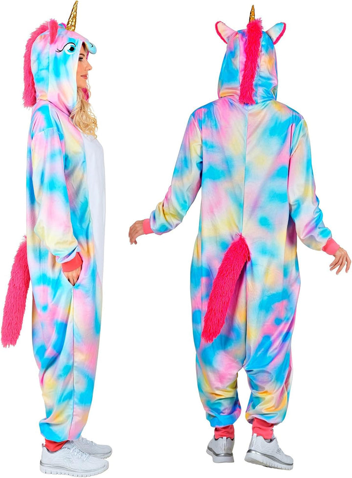 W WIDMANN MILANO Party Fashion - Tier Overall für Erwachsene, weicher Plüsch Jumpsuit mit Kapuze, Ti