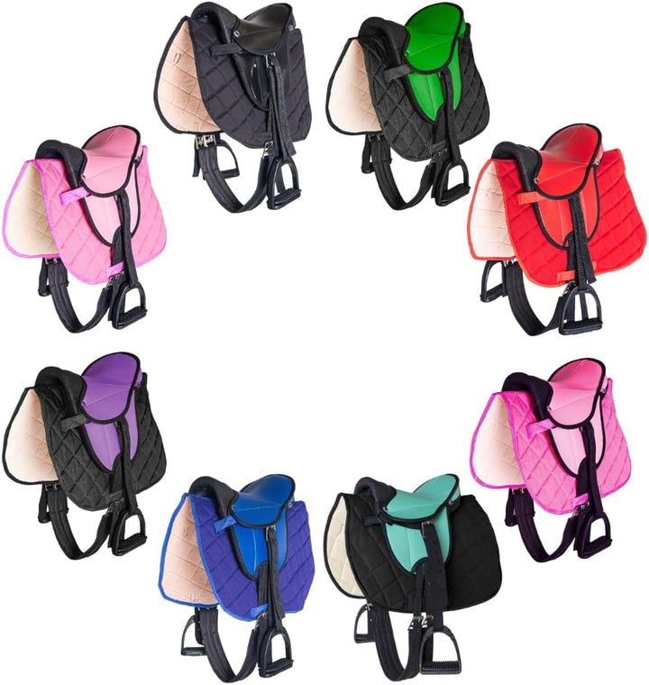 PFIFF 103106 Sattelset für Shettys oder Holzpferde, Komplettset, Kindersattel, Pink, Pink