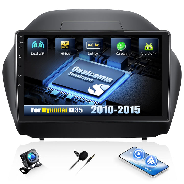 CAMECHO Android 15 Qualcomm Octa Core 4G+64G Autoradio für Hyundai IX35 2010-2015 mit Carplay Androi