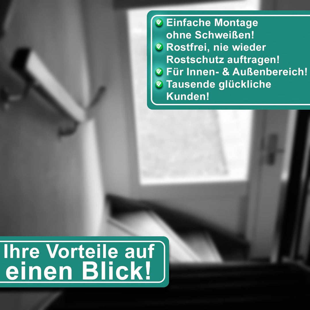 PRIOstahl Handlaufhalter Handlauf Wandhalter Handlaufstütze - 4 x Handlaufträger Flach an die Wand z