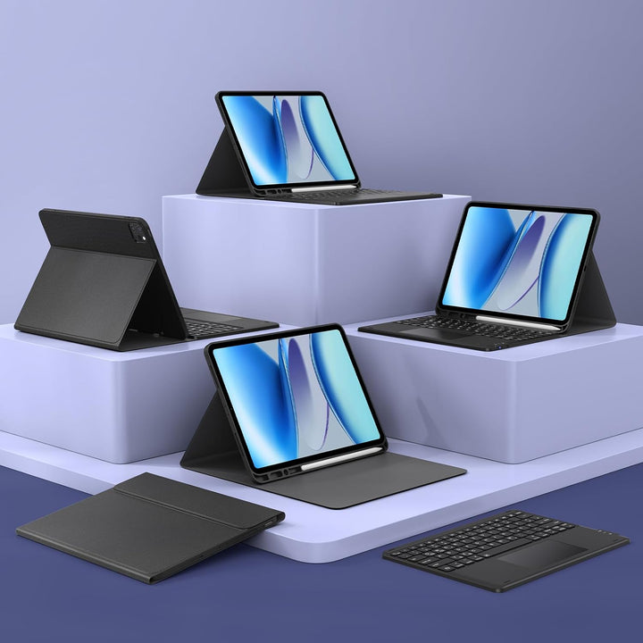 Earto iPad Pro 12.9 Tastatur 2022, DIY 3-Zone Beleuchtung mit 7 Farben, Hülle mit Tastatur mit Touch