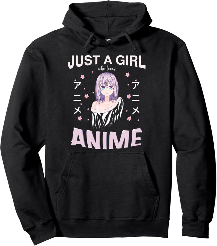Nur ein Mädchen, das Anime liebt. Pullover Hoodie