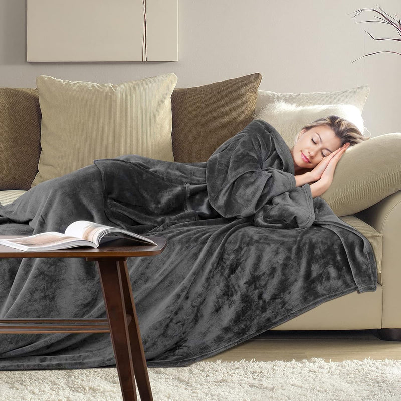 CALIYO Decke mit ärmeln, Extra Weich TV Decke, Ärmeldecke, Lounge-Decke, Tragbar Ganzkörperdecke mit