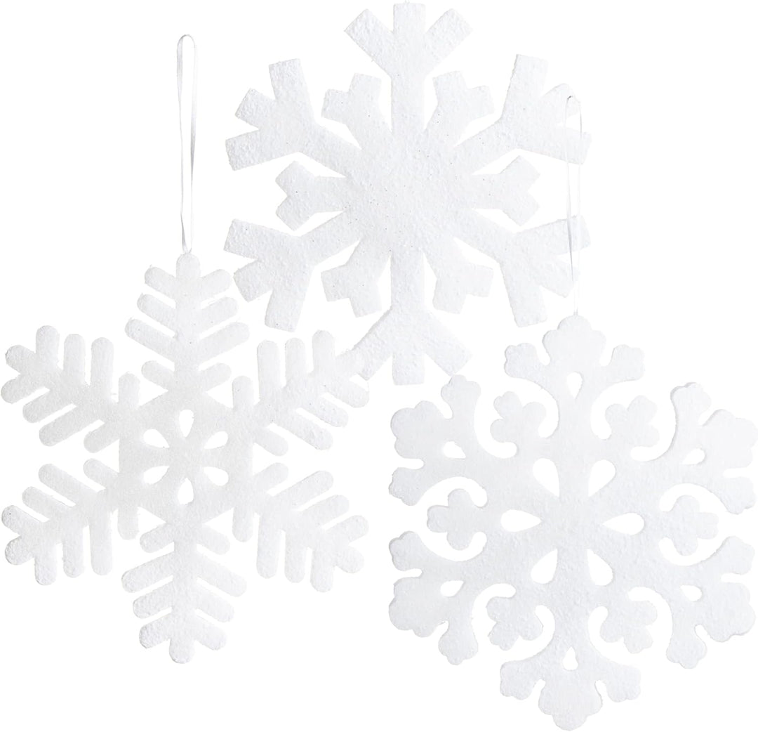 com-four® 3X Schneeflocke XL - Weihnachtsdeko Schneestern zum Anhängen - Anhänger für Weihnachten in