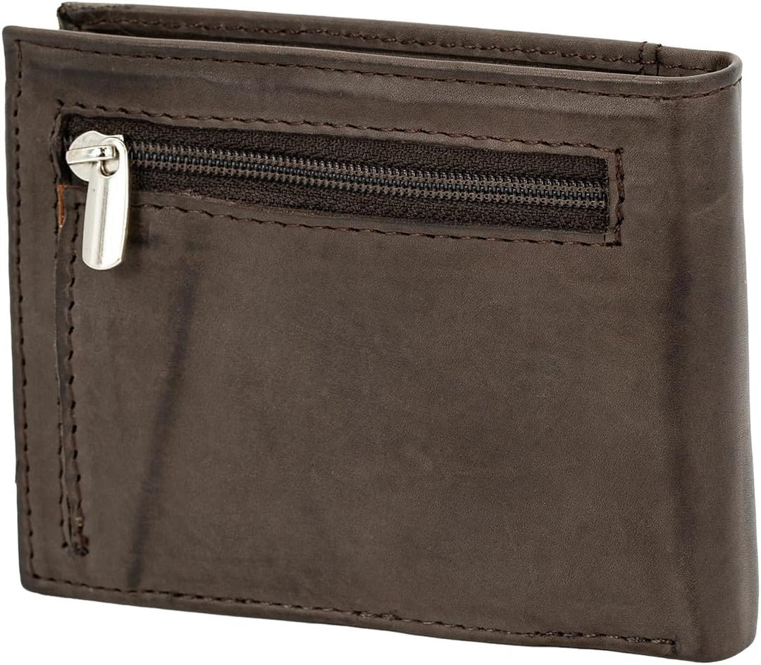 LINDENMANN Geldbörse Herren Portemonnaie Herren Leder, Rindleder matt, RFID-Schutz, braun
