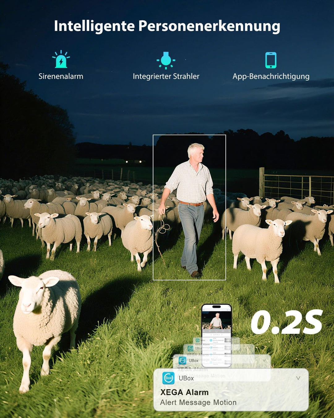 Xega 4G LTE Überwachungskamera mit SIM Karte, Kabellos Solar PTZ IP Kamera Outdoor, Kein WLAN Erford