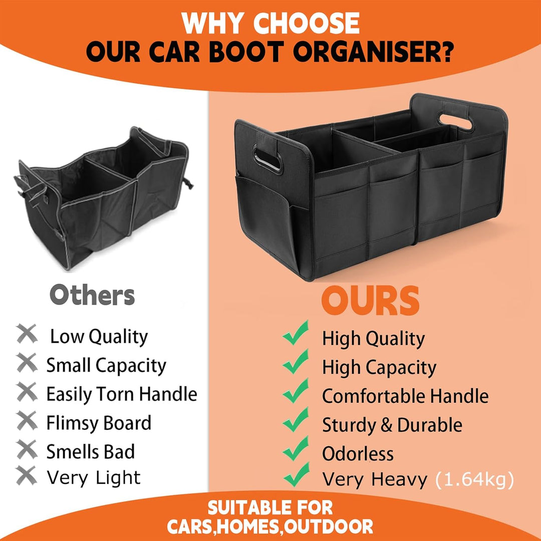 Auto Kofferraum Organizer, zusammenklappbarer Auto Kofferraum Organizer, 68L Lagerung Tidy mit 2 gro