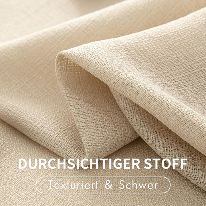 MIULEE 2er Set Voile Vorhang Sheer Leinenvorhang mit Ösen Transparente Unregelmässige Textur Gardine