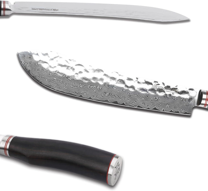 YOUSUNLONG Blockmesser gross Damastmesser Ebenholz, Klinge 25,00 cm Länge - sehr hochwertiges sehr s