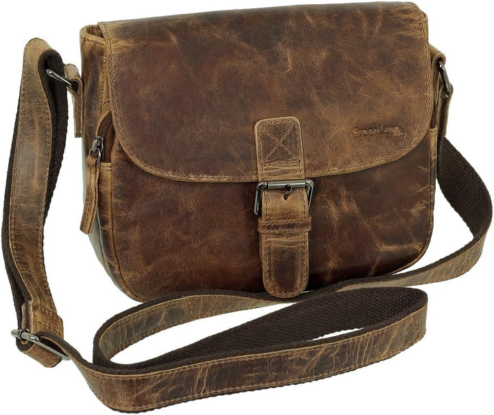 Geschenkset - Leder Damen Umhängetasche Schultertasche Messenger Tasche 25 cm Farbe braun