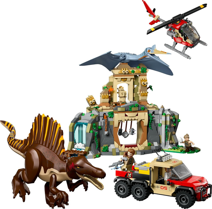 LEGO Jurassic World Spinosaurier & Quetzalcoatlus: Hubschrauber-Einsatz – 2 Spielzeug-Dinosaurier, H