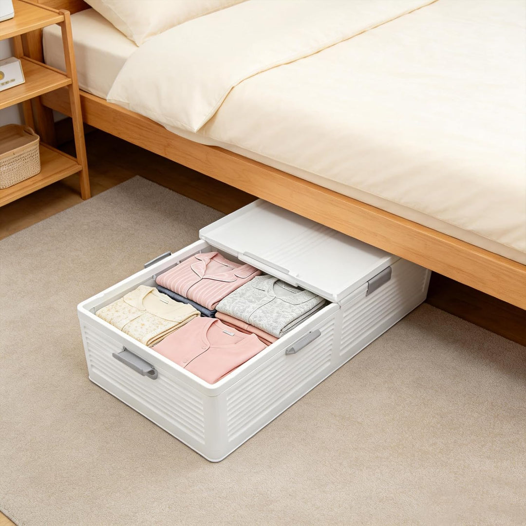 Faltbare Unterbettkommode mit Rollen, Betten Box Stauraum Bett Aufbewahrungsbox mit 6 Schnallen &amp; Do